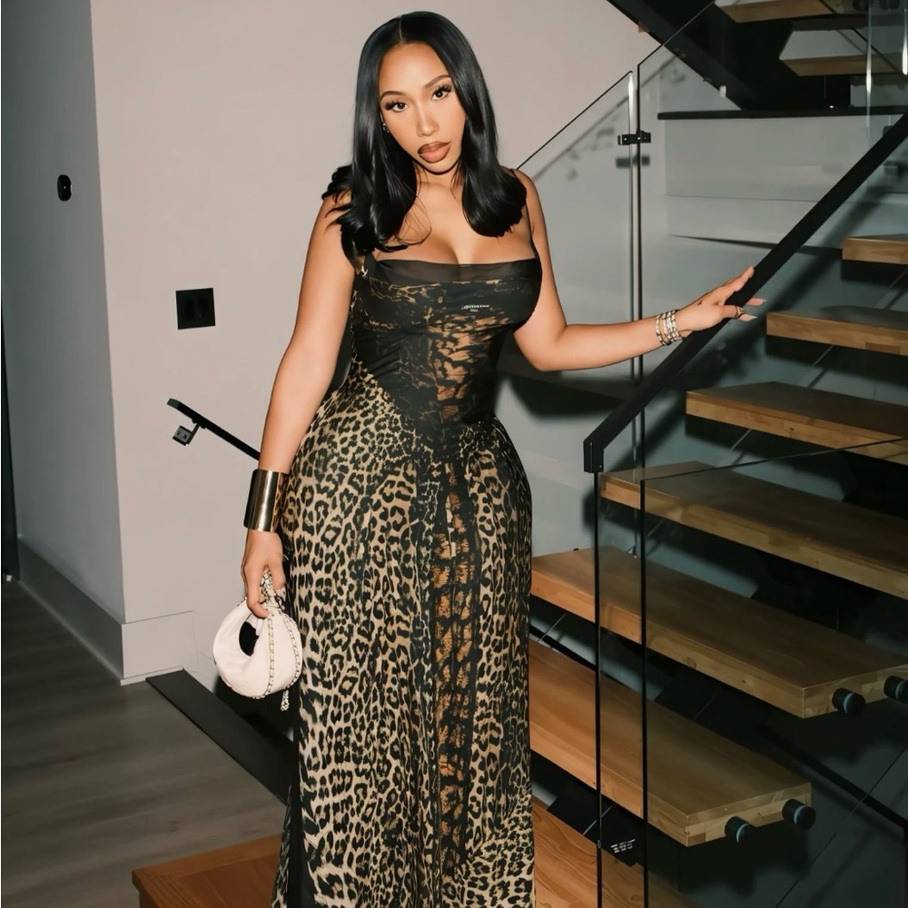 Leopard Print Strapless Dress